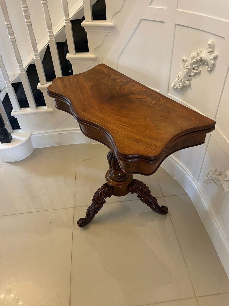 Antique Victorian Quality Figured Mahogany Card/Console Table - Image 7